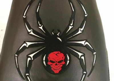 Skull Red-back Spider Harley Davidson Motorbike Seat customised for an Adelaide client